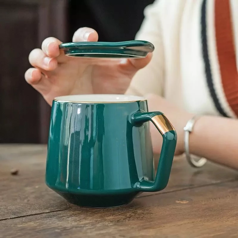 MUGGO Coffee Tea Mug With Lid And Spoon 360ml Navy Blue