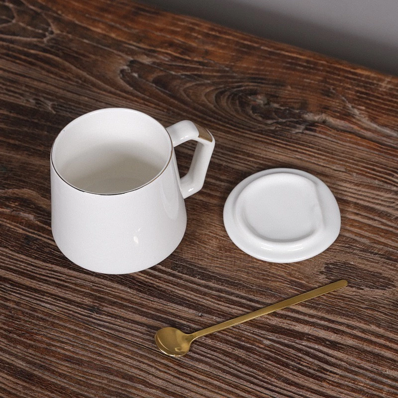MUGGO Coffee Tea Mug With Lid And Spoon 360ml Navy Blue