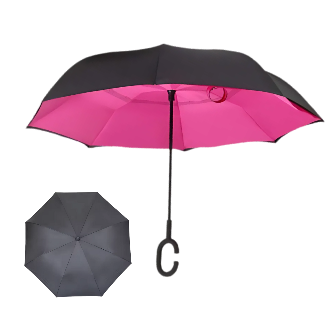 Inverted Reverse Umbrella | Upside-Down Double-Layer Windproof Umbrella with C-Hook