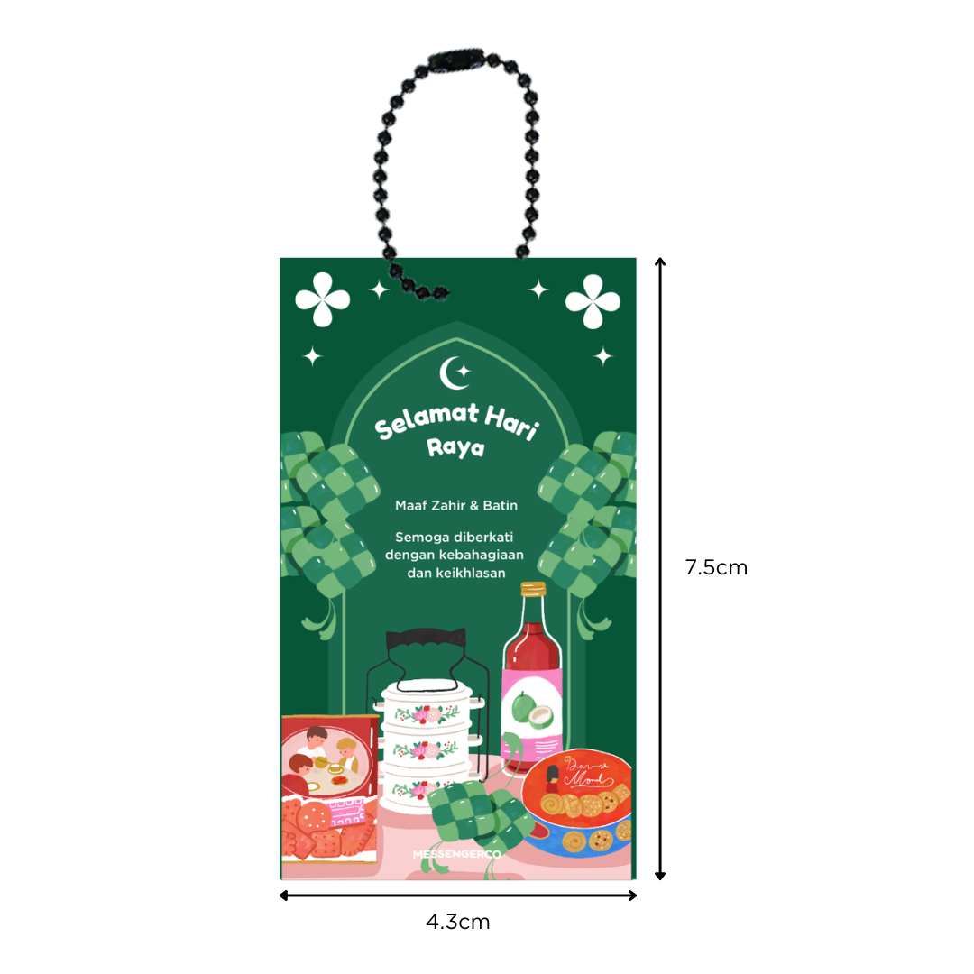 Gift Tag (4.3cm x 7.5cm) Art Card 260gsm Digital Print - 1 side [Ready Design - Ramadan & Raya] with Hanging Chain