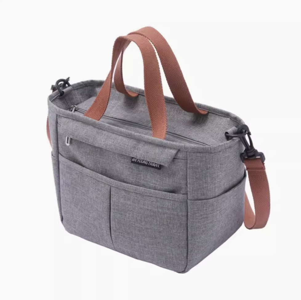 Portable Lunch Box Bag Insulated Thermal Bag Picnic Food Cooler - Grey