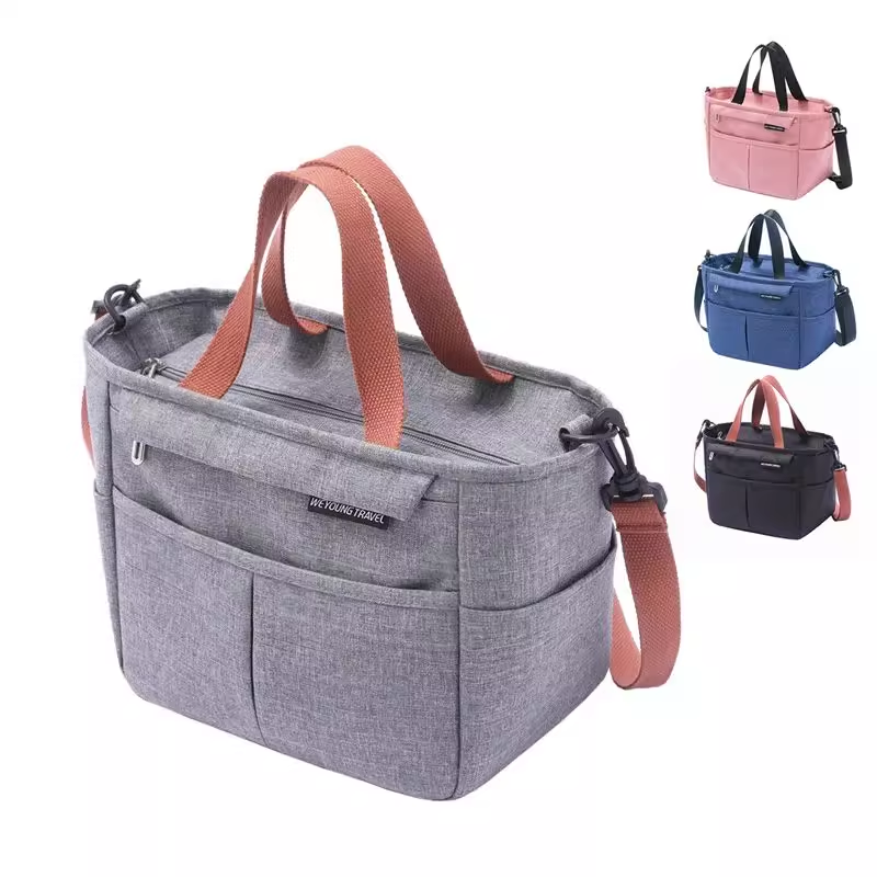 Portable Lunch Box Bag Insulated Thermal Bag Picnic Food Cooler - Grey