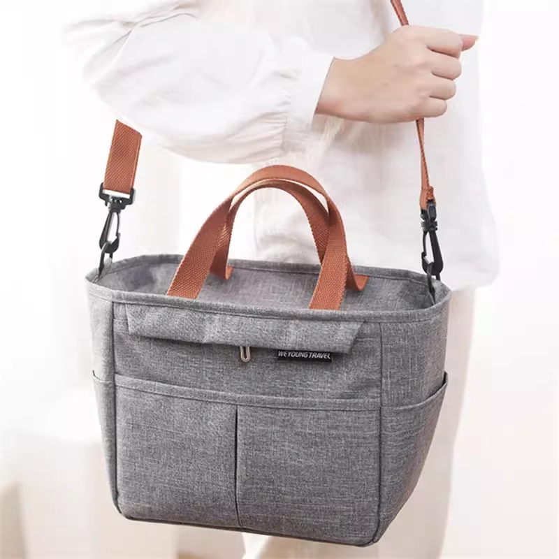 Portable Lunch Box Bag Insulated Thermal Bag Picnic Food Cooler - Grey