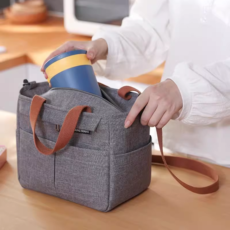 Portable Lunch Box Bag Insulated Thermal Bag Picnic Food Cooler - Blue