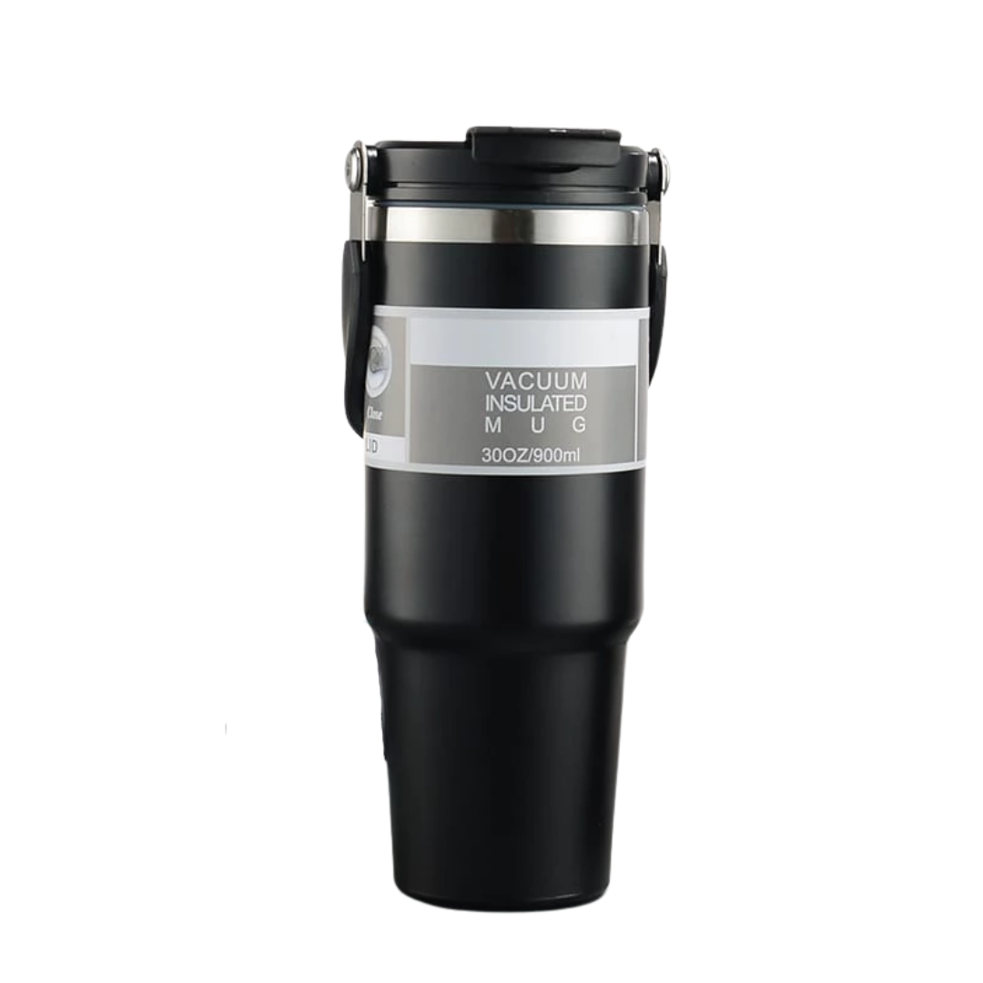 Stainless Steel Thermos Tumbler Mug with Handle 900ml Black