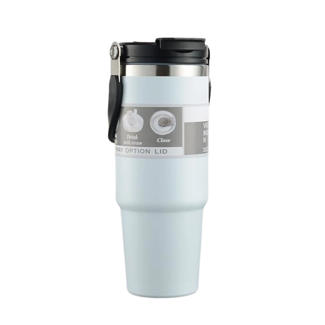 Stainless Steel Thermos Tumbler Mug with Handle 900ml Sky Blue