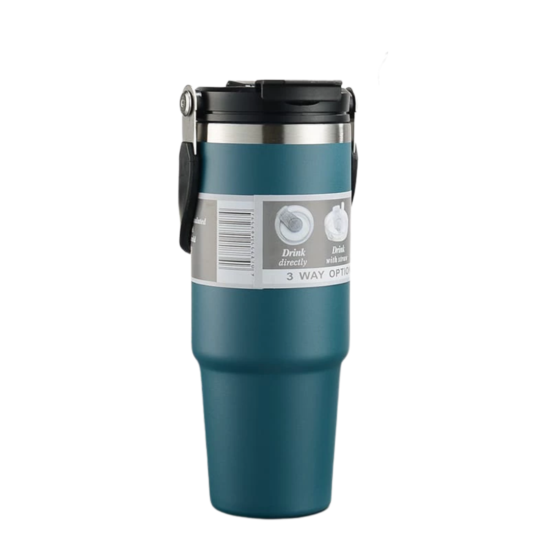 Stainless Steel Thermos Tumbler Mug with Handle 900ml Turquoise