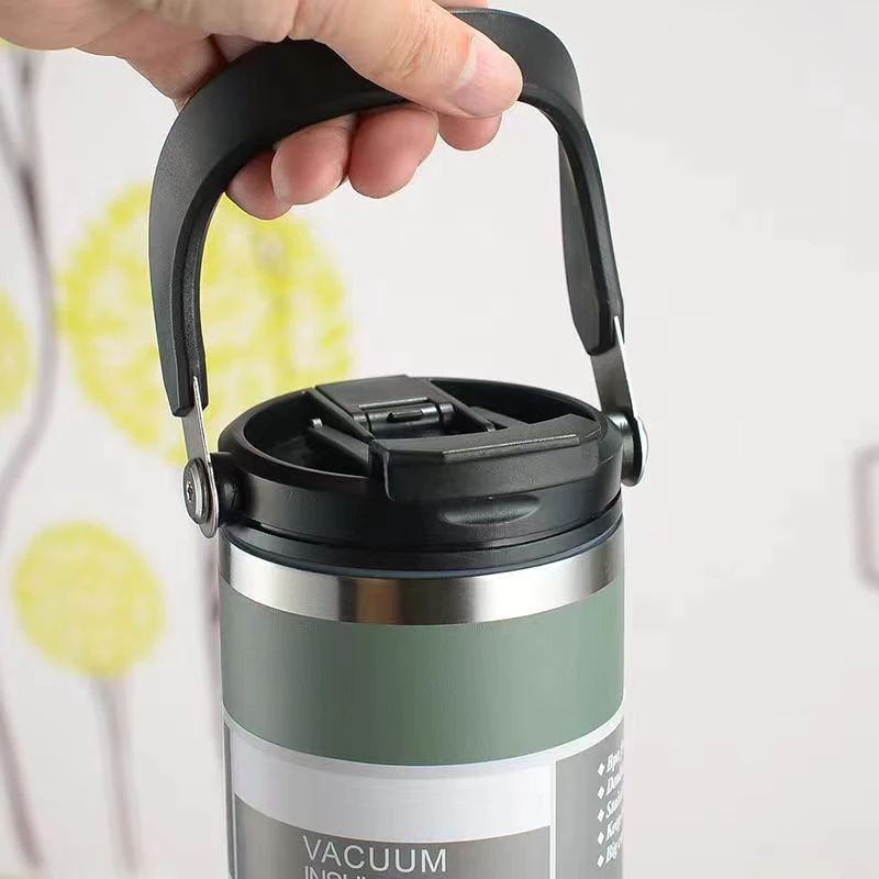 Stainless Steel Thermos Tumbler Mug with Handle 900ml Turquoise - Image 3