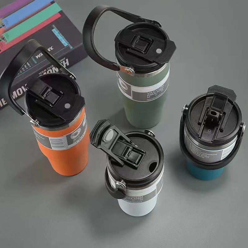 Stainless Steel Thermos Tumbler Mug with Handle 900ml Turquoise - Image 4