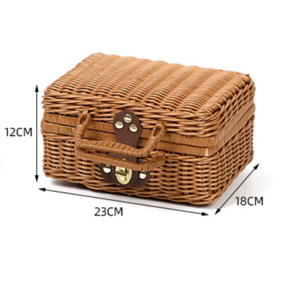 Vintage Rattan Basket Gift Box Dark Brown