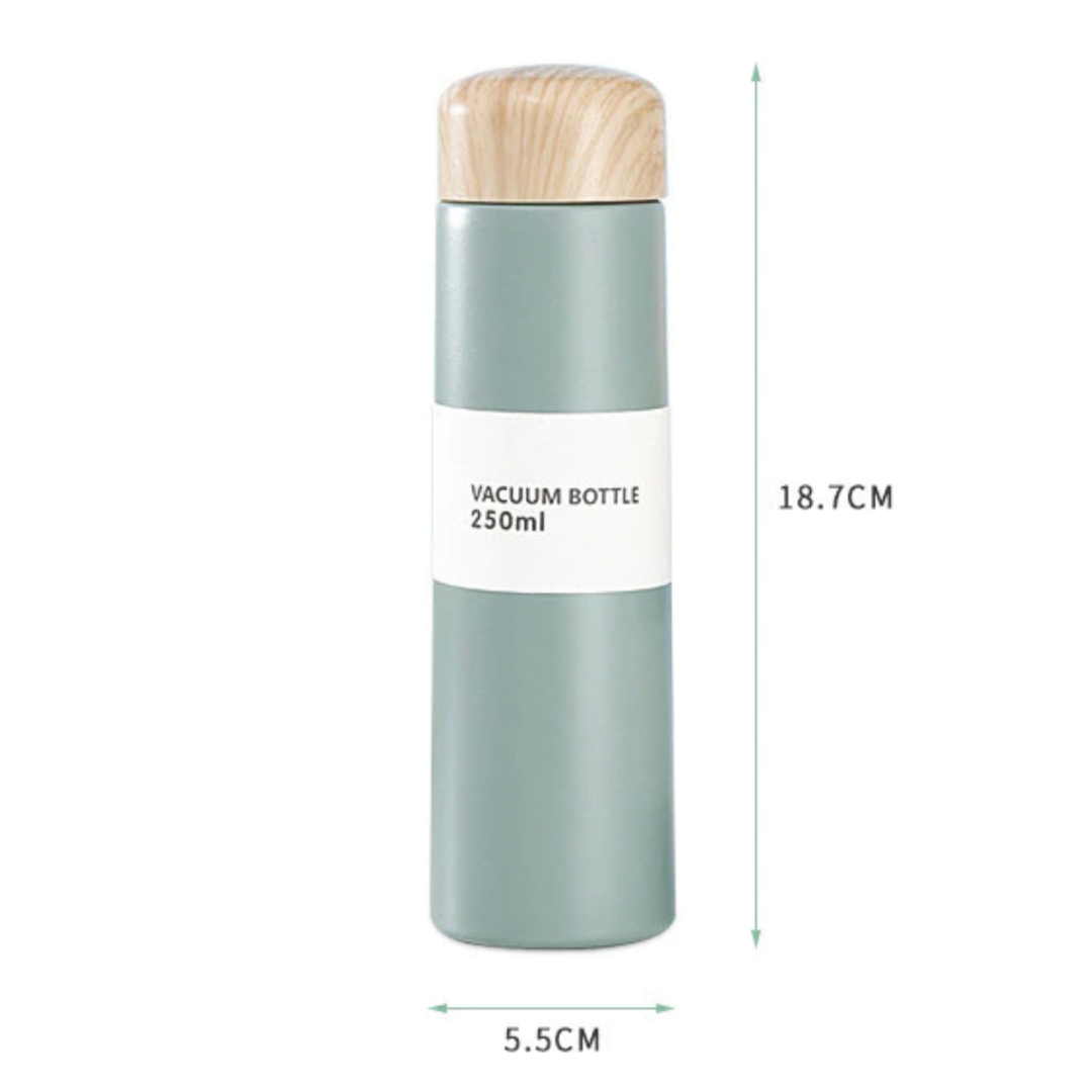 Thermos bottle 500ml with wooden design cap Red