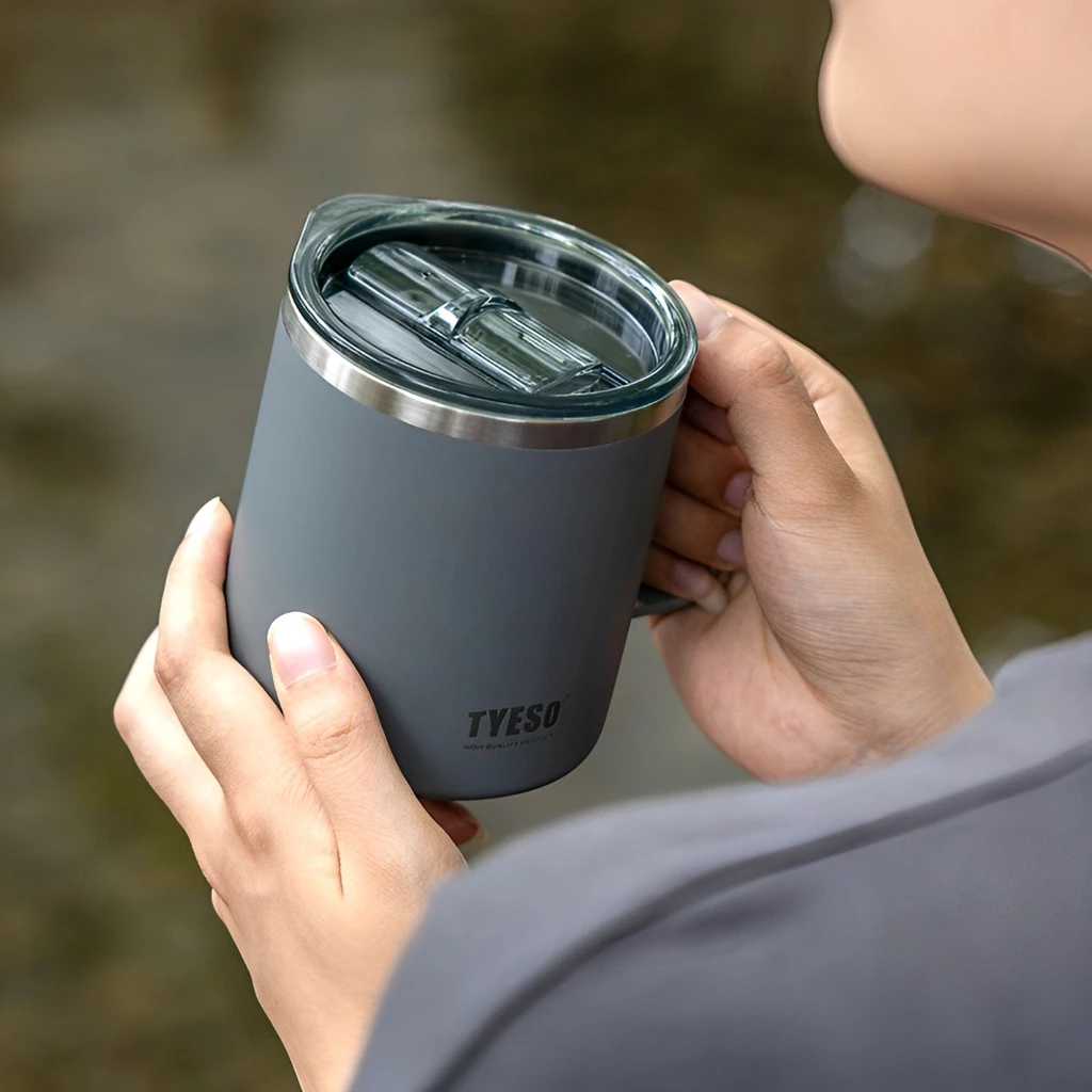 TYESO Hot And Cold Stainless Steel Insulated Thermal Coffee Cup (400ml) Pink