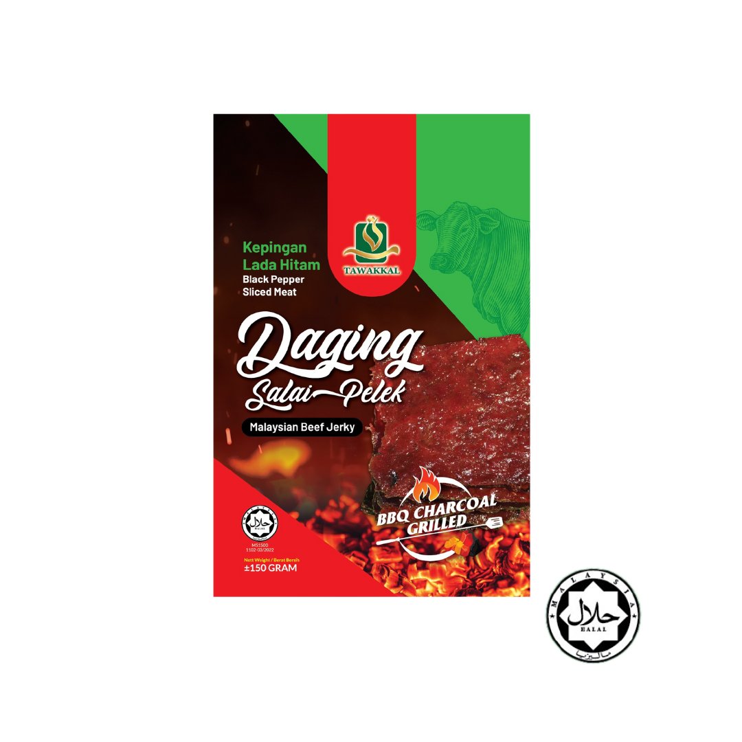 Daging Salai Pelek Kepingan Lada Hitam – 150g (Halal Certified)