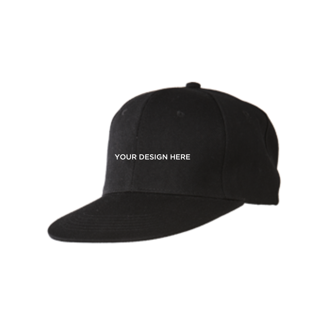 Snapback Acrylic Twill 6 Panel Cap Black