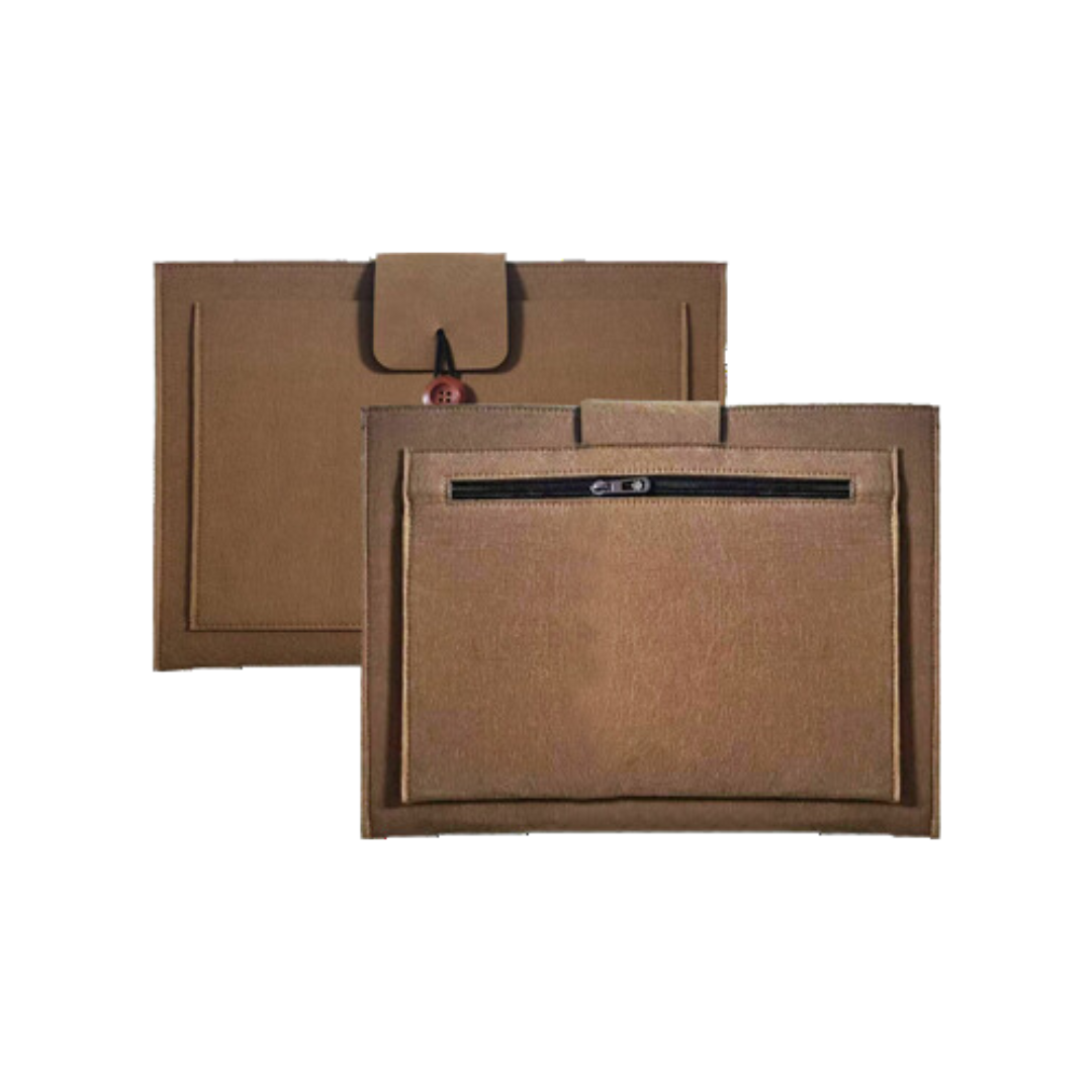 15.4” Wool Felt Seminar Pouch - Brown
