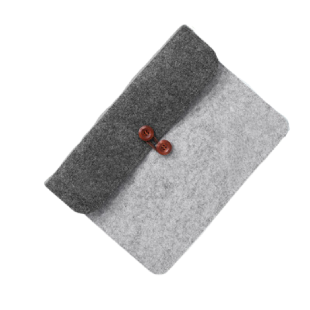 15.4” Duo Tone Felt Sleeve Pouch - Grey