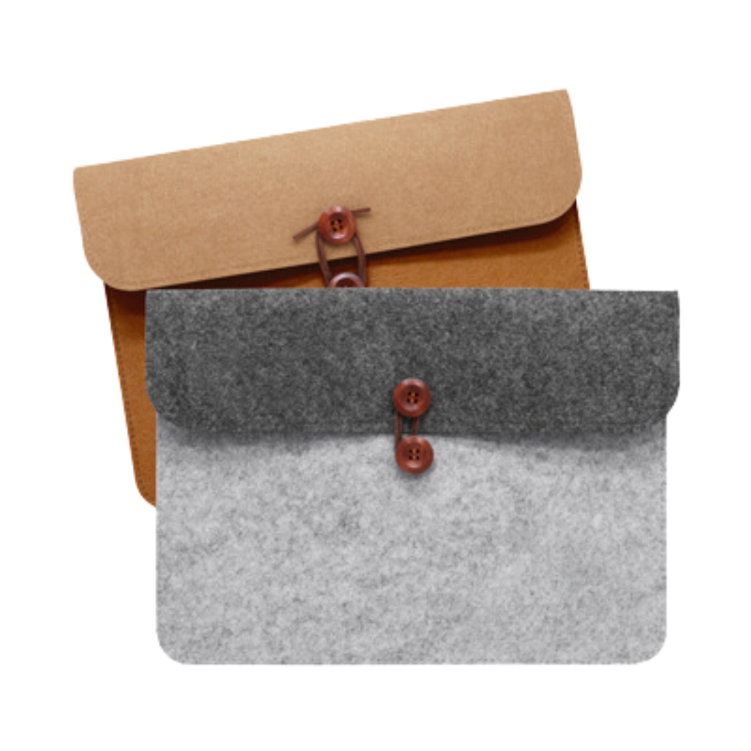 15.4” Duo Tone Felt Sleeve Pouch - Grey