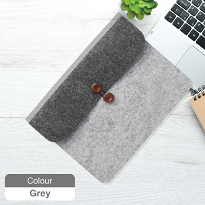15.4” Duo Tone Felt Sleeve Pouch - Grey