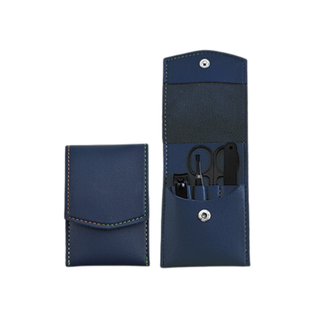 4-In-1 Manicure Set with PU Cover - Blue