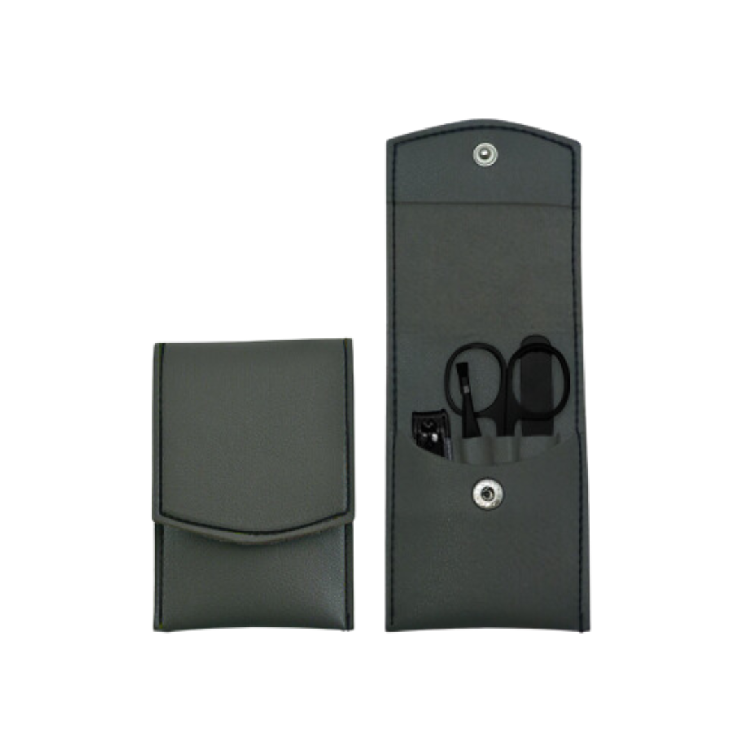 4-In-1 Manicure Set with PU Cover - Grey
