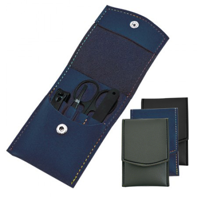 4-In-1 Manicure Set with PU Cover - Grey