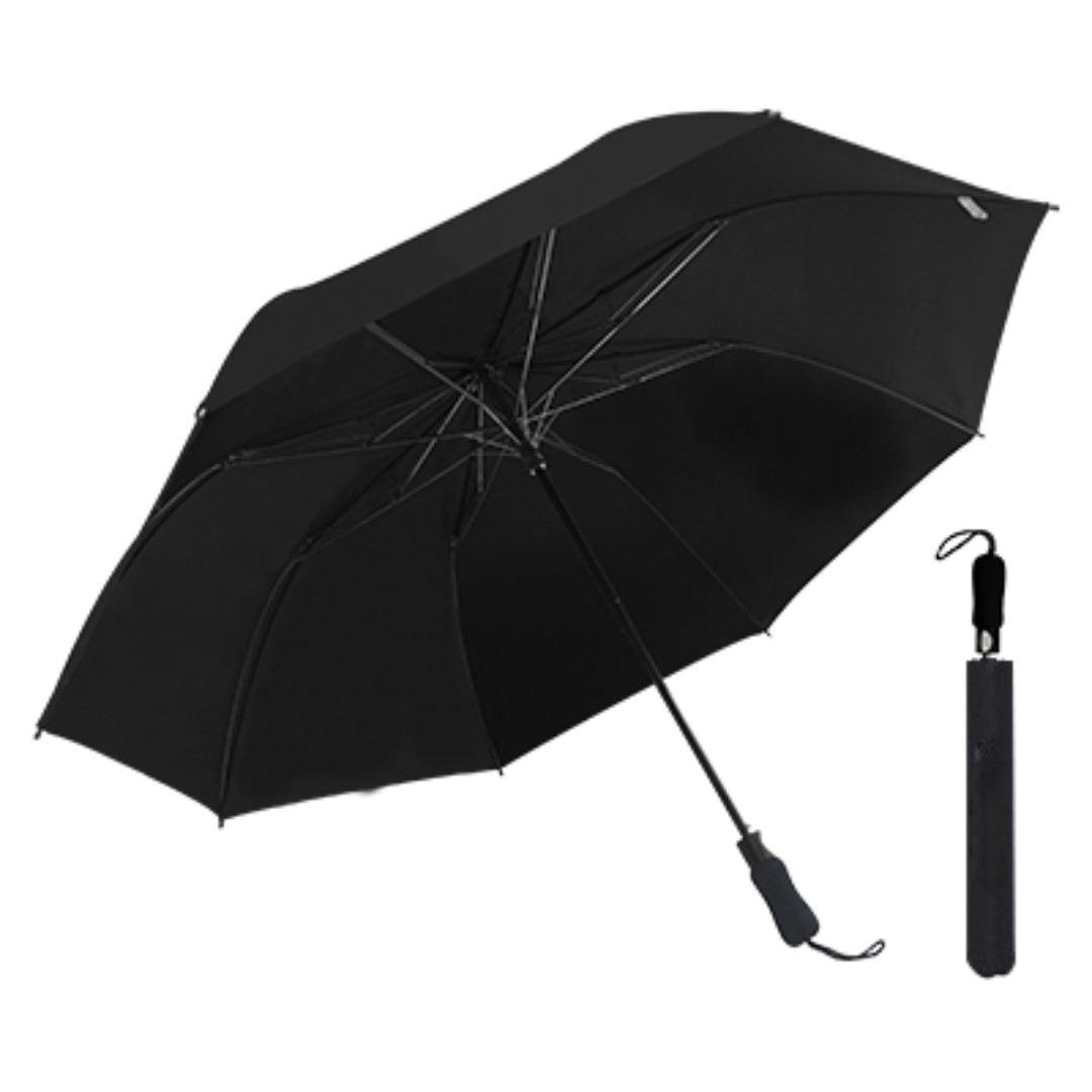 27″ Auto-Open Premium Black Coated Umbrella - Black