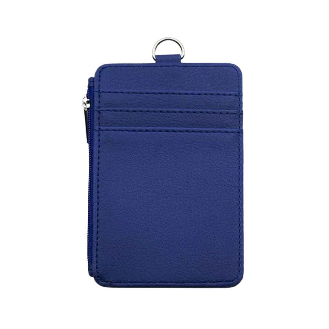 PU ID Holder with Open Zippered Wallet