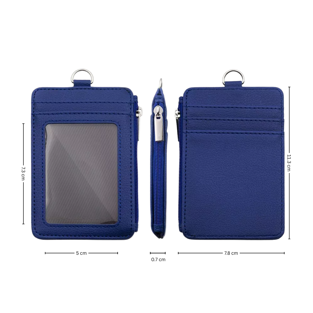 PU ID Holder with Open Zippered Wallet