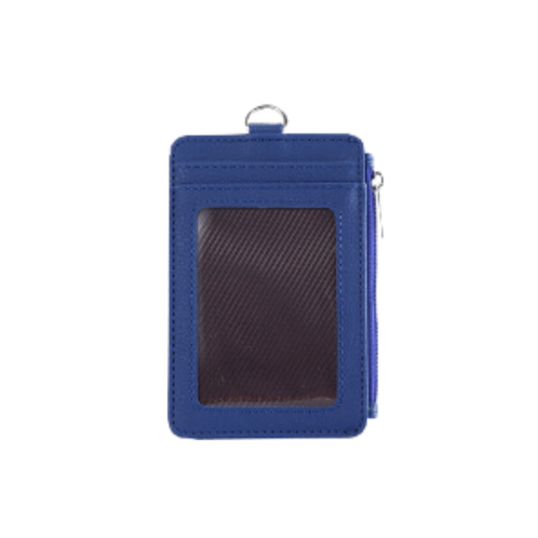 PU ID Holder with Open Zippered Wallet