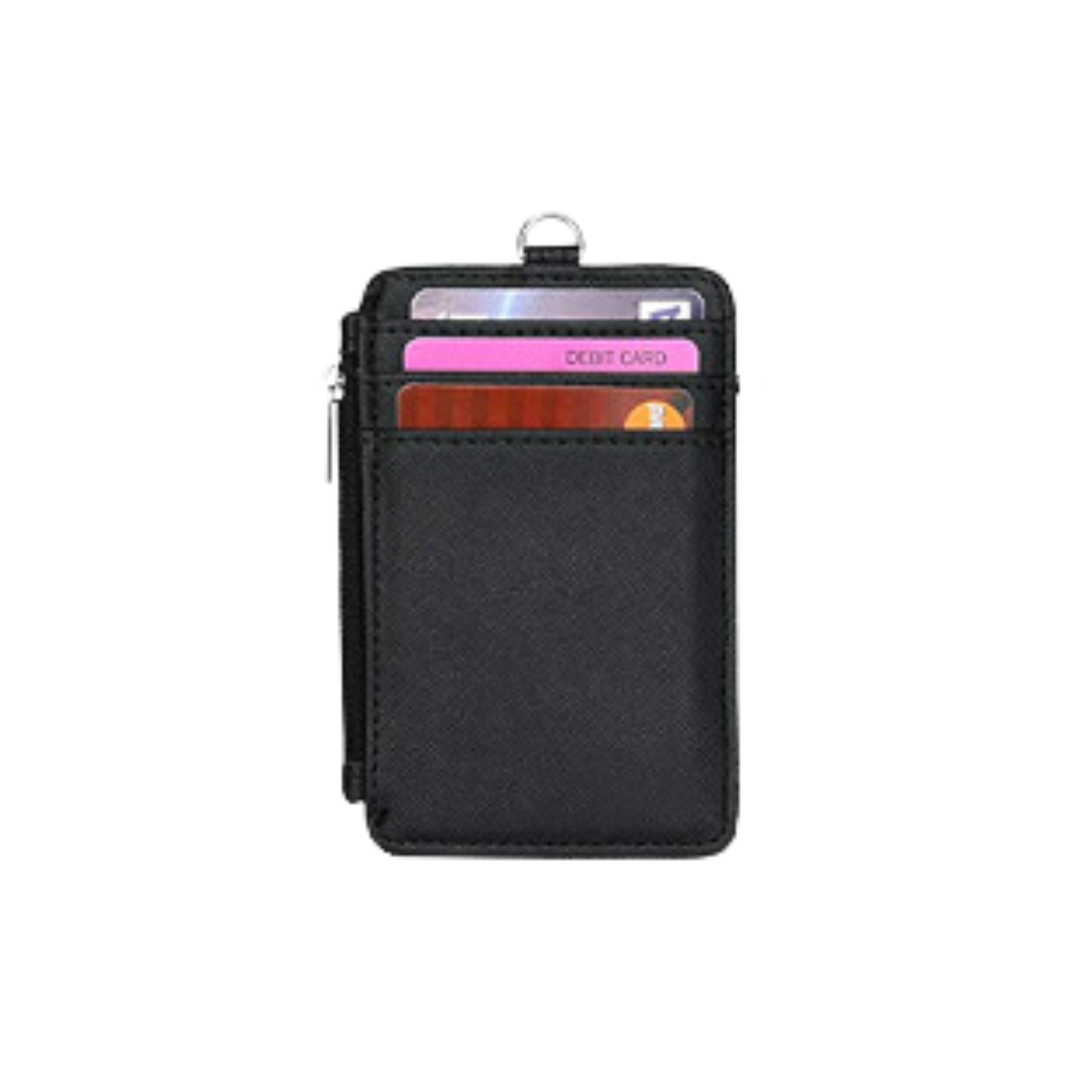 PU ID Holder with Open Zippered Wallet