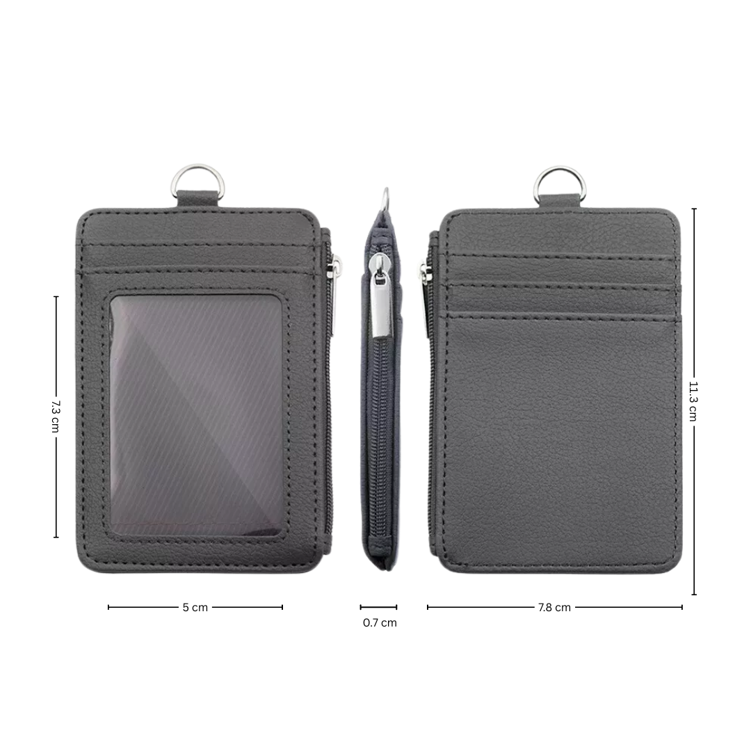 PU ID Holder with Open Zippered Wallet