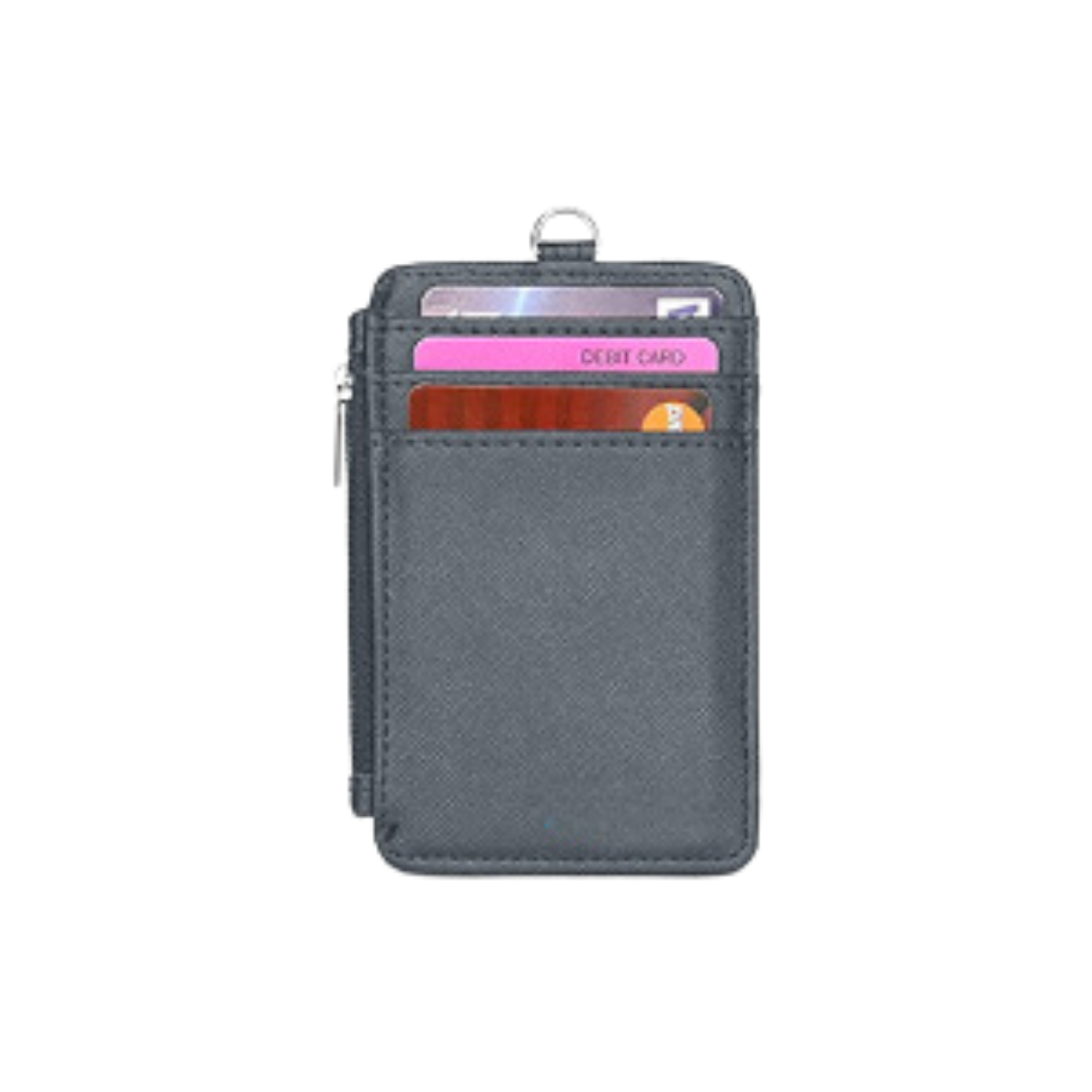 PU ID Holder with Open Zippered Wallet