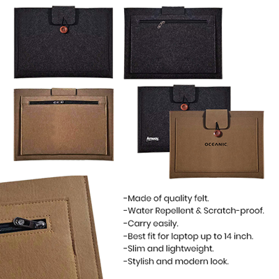 15.4” Wool Felt Seminar Pouch - Dark Grey