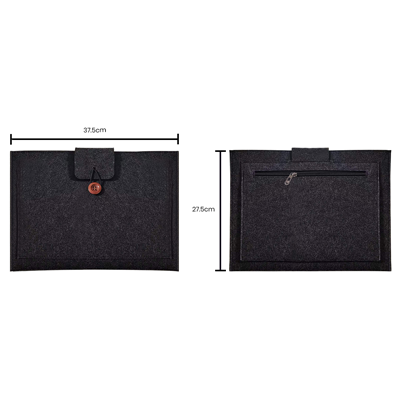 15.4” Wool Felt Seminar Pouch - Dark Grey