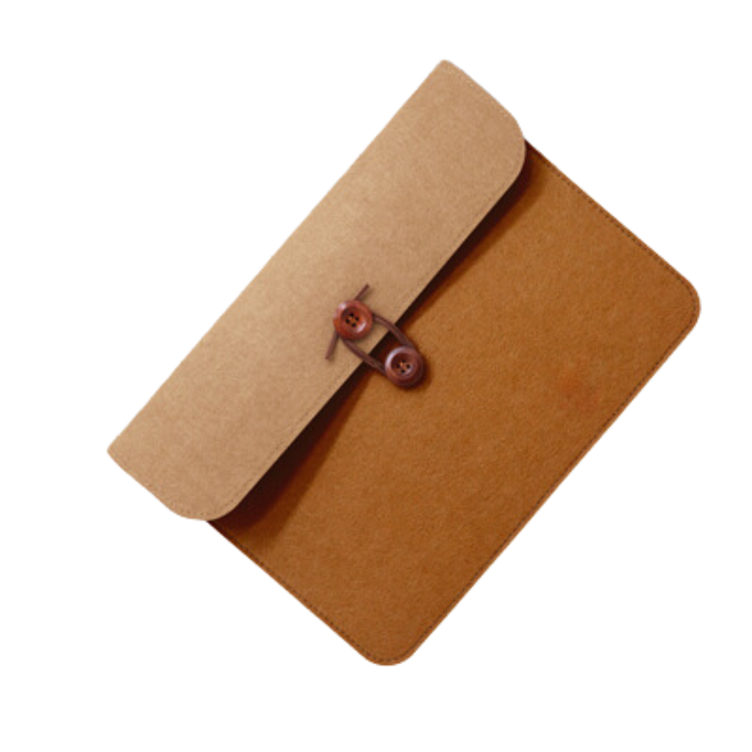 15.4” Duo Tone Felt Sleeve Pouch - Brown
