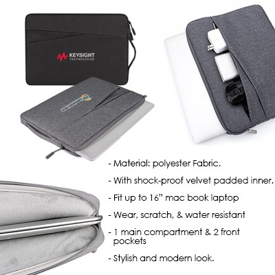 14" Polyester Water Repellent Laptop Pouch - Black