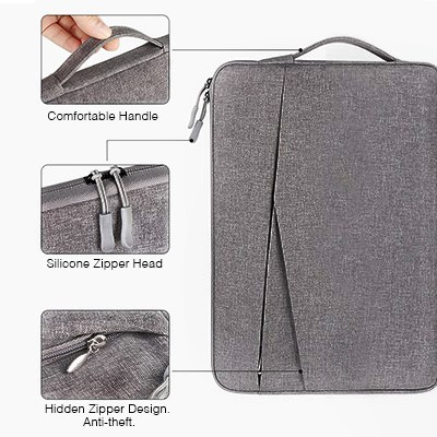 14" Polyester Water Repellent Laptop Pouch - Dark Grey