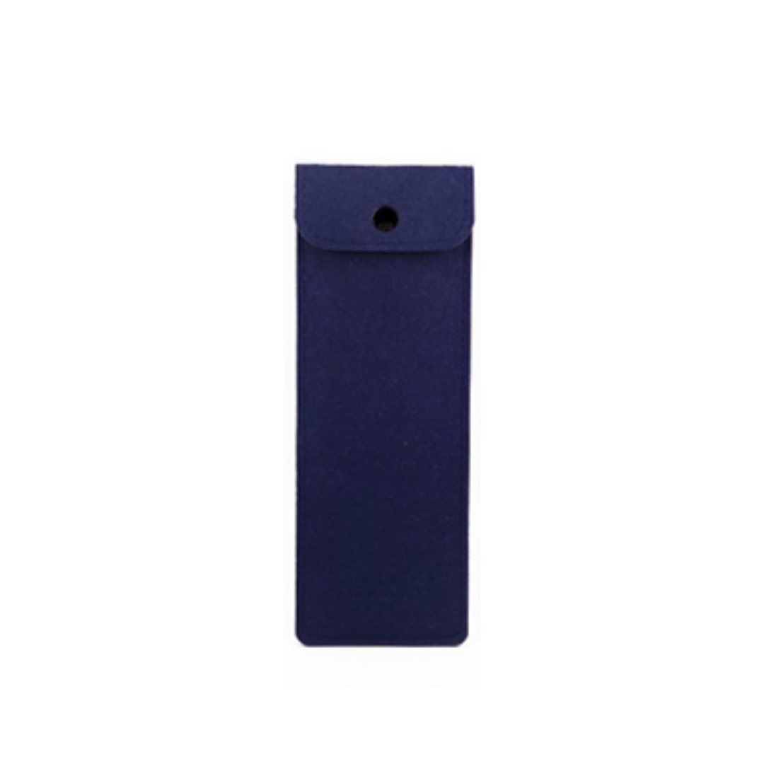 Snap Closure Felt Pouch - Navy Blue