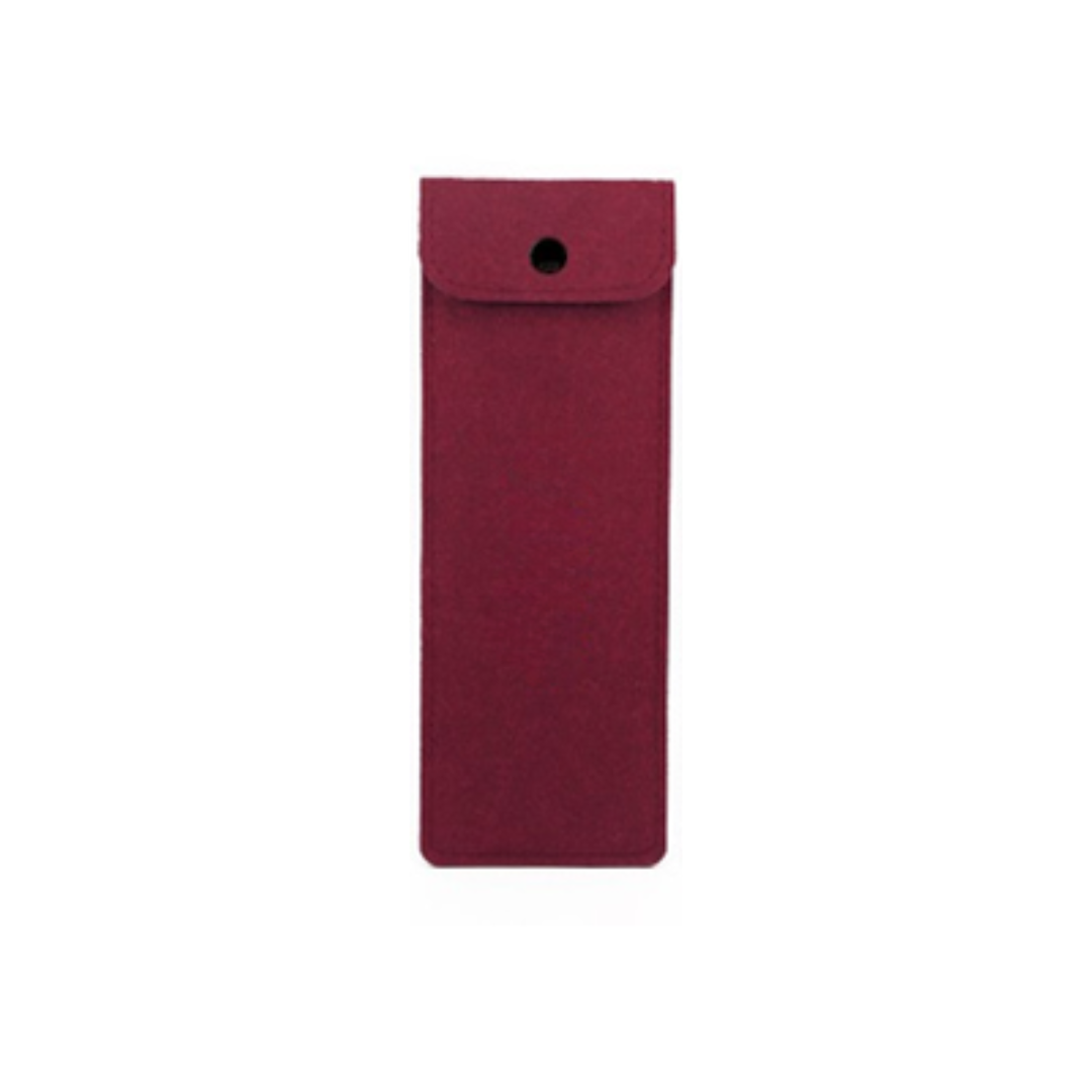 Snap Closure Felt Pouch - Red