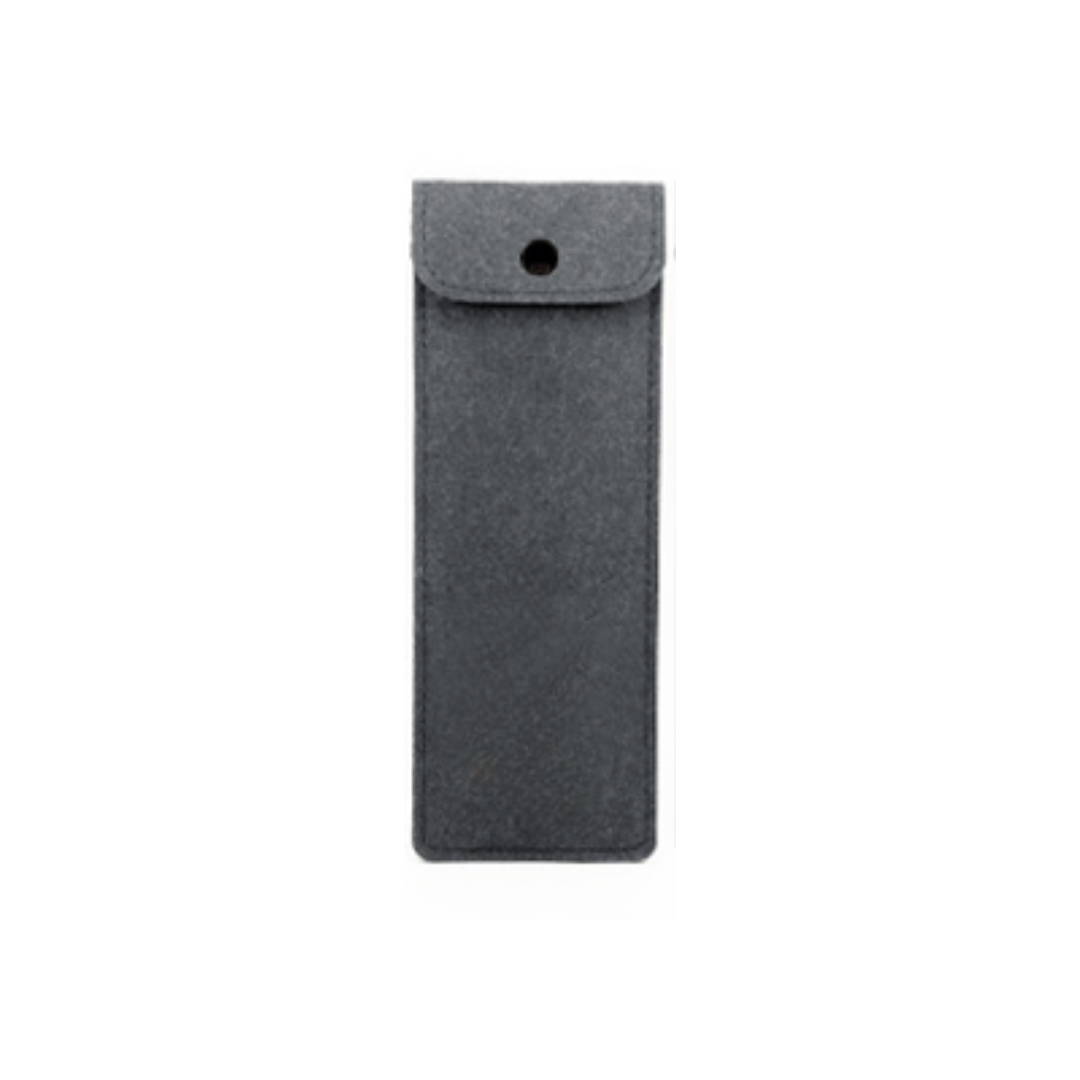 Snap Closure Felt Pouch - Grey