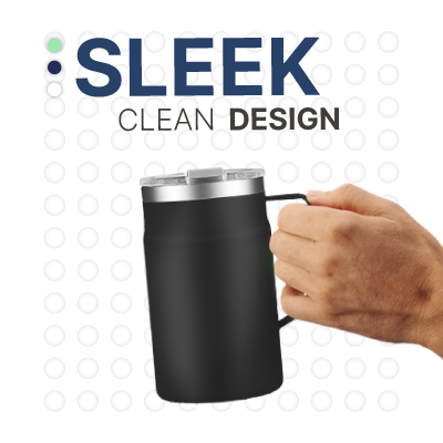 LOCK Stainless Steel Mug with Cover - 650ml Black