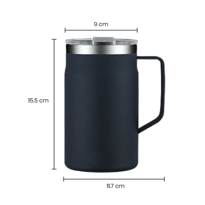 LOCK Stainless Steel Mug with Cover - 650ml Black