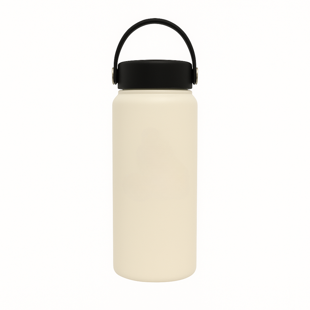 YOUNG Double Wall Stainless Steel Flask with Handle (600ml) - Cream