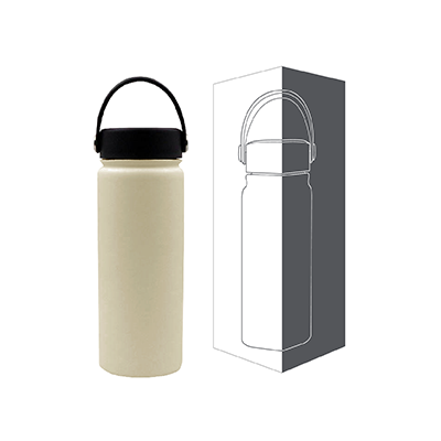 YOUNG Double Wall Stainless Steel Flask with Handle (600ml) - Cream - Image 2