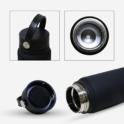 YOUNG Double Wall Stainless Steel Flask with Handle (600ml) - Cream - Image 3