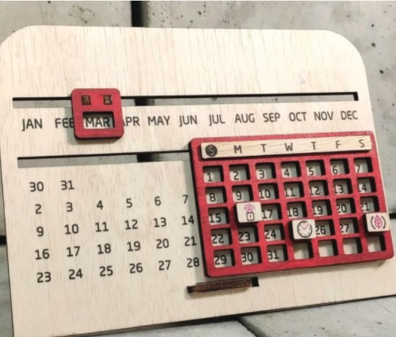 Wooden Permanent Calendar with Logo/Design Color Print (MOQ 200pcs)
