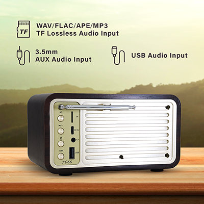 Retro Wooden Bluetooth Speaker with FM Radio – 1800mAh - Image 3