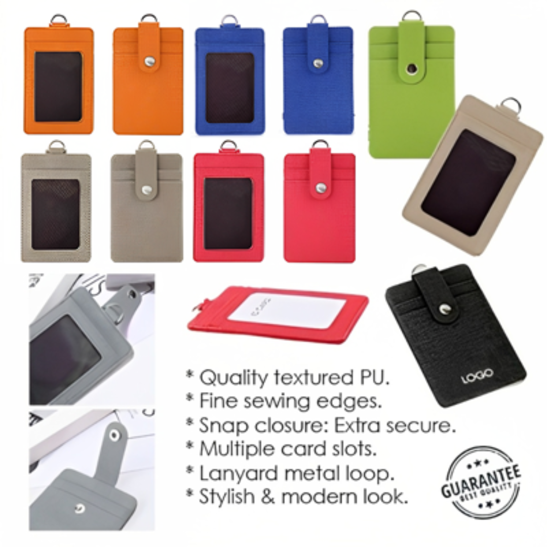 Korea Fabric ID Holder with Snap Closure Orange