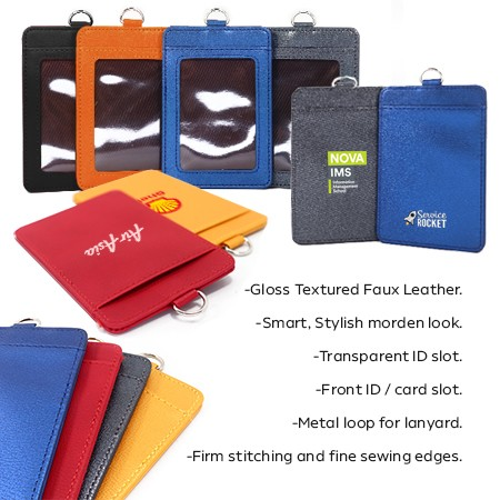 GEM Faux Leather Slim ID Tag Holder Blue - Image 4