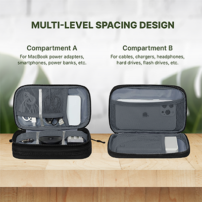 Water Repellent Polyester 2 Layer Gadget Pouch V2 - Black - Image 4